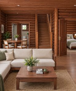 Nhà Gỗ Homestay S34 - Gỗ Súc Hai Tầng Hai Hiên Nhỏ, Gỗ Thông