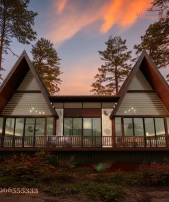 Nhà Gỗ Homestay S31 - Mái A-Frame Đôi Kính Lớn, Gỗ Thông