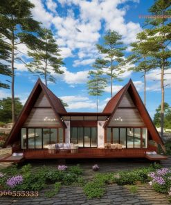 Nhà Gỗ Homestay S31 - Mái A-Frame Đôi Kính Lớn, Gỗ Thông