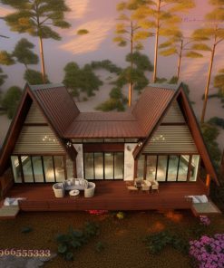 Nhà Gỗ Homestay S31 - Mái A-Frame Đôi Kính Lớn, Gỗ Thông