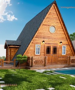 Nhà Gỗ Homestay S40 - A-Frame Mái Tôn Đen Cạnh Hồ Bơi, Gỗ Thông