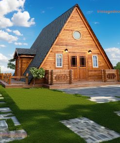 Nhà Gỗ Homestay S40 - A-Frame Mái Tôn Đen Cạnh Hồ Bơi, Gỗ Thông