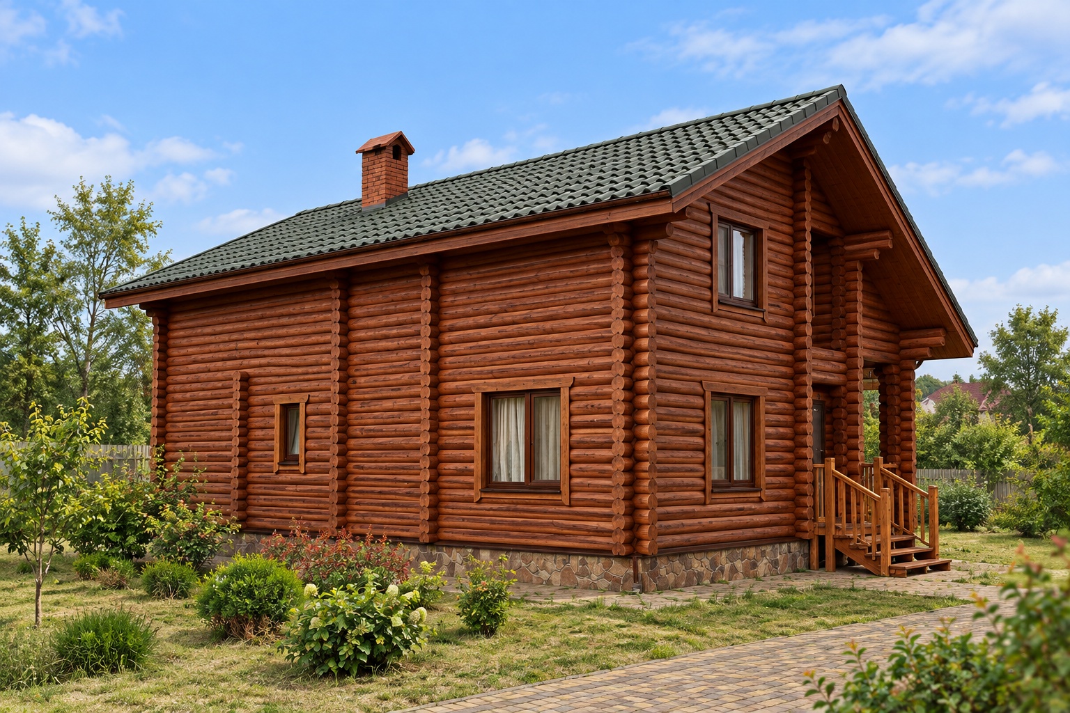 Nhà Gỗ Homestay S44 - Hai Tầng Thân Tròn Ống Khói, Gỗ Thông Nhà Gỗ Homestay S44 - Hai Tầng Thân Tròn Ống Khói, Gỗ Thông