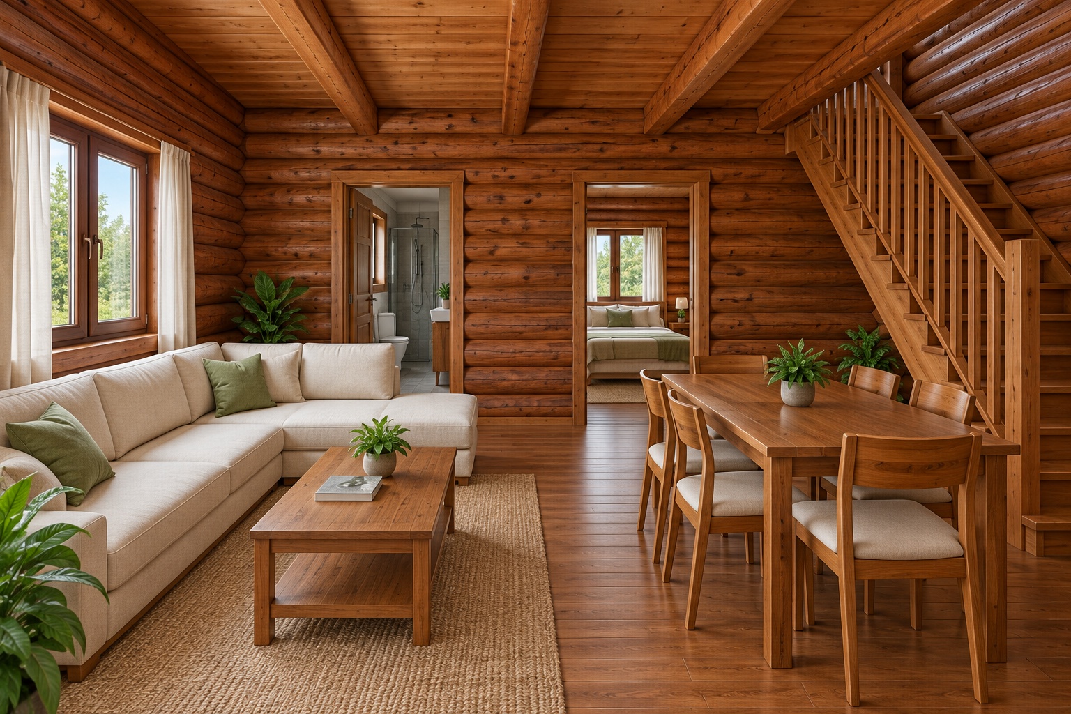 Nhà Gỗ Homestay S44 - Hai Tầng Thân Tròn Ống Khói, Gỗ Thông Nhà Gỗ Homestay S44 - Hai Tầng Thân Tròn Ống Khói, Gỗ Thông