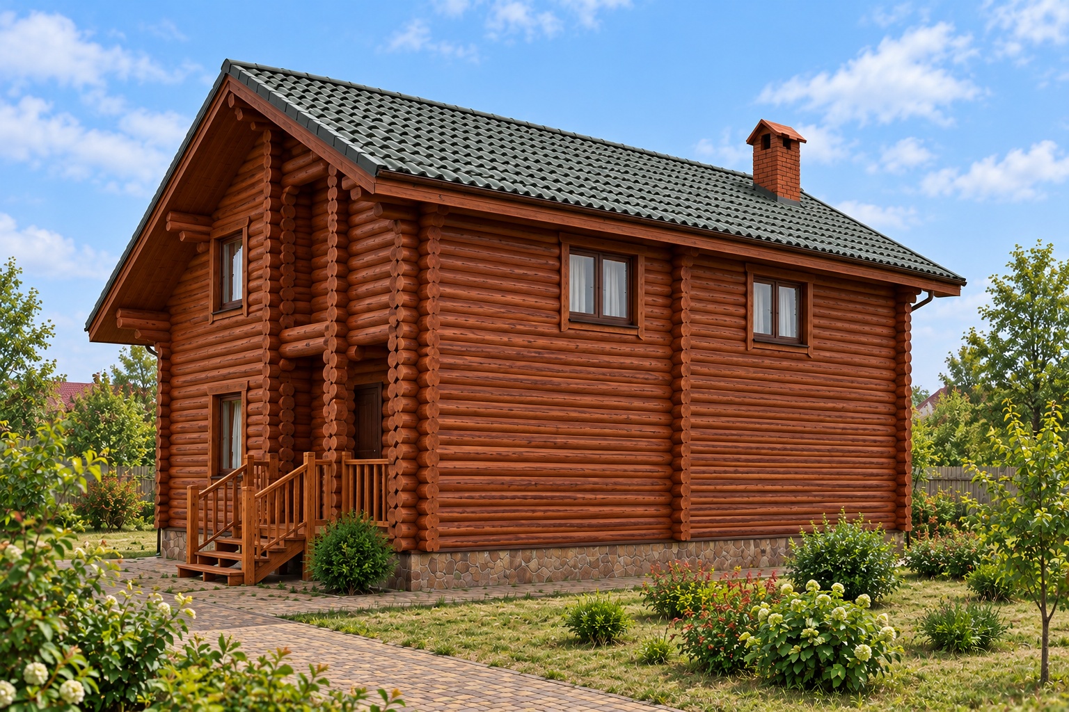 Nhà Gỗ Homestay S44 - Hai Tầng Thân Tròn Ống Khói, Gỗ Thông Nhà Gỗ Homestay S44 - Hai Tầng Thân Tròn Ống Khói, Gỗ Thông