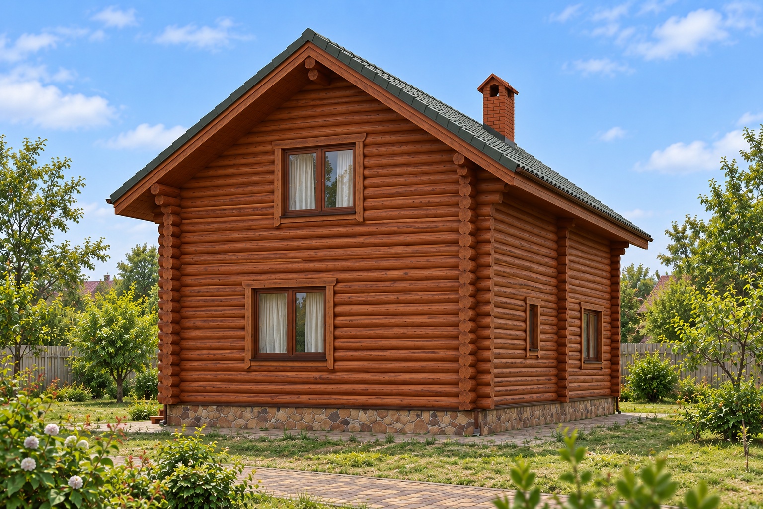 Nhà Gỗ Homestay S44 - Hai Tầng Thân Tròn Ống Khói, Gỗ Thông Nhà Gỗ Homestay S44 - Hai Tầng Thân Tròn Ống Khói, Gỗ Thông
