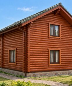 Nhà Gỗ Homestay S45 - Một Tầng Thân Tròn Hiên Nhỏ, Gỗ Thông