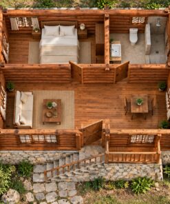 Nhà Gỗ Homestay S46 - Bệ Đá Hiên Rộng Lan Can Gỗ, Gỗ Thông
