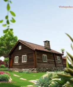 Nhà Gỗ Homestay S53 - Nhà Gỗ Tròn Mái Ngói Ống Khói Đá, Gỗ Thông