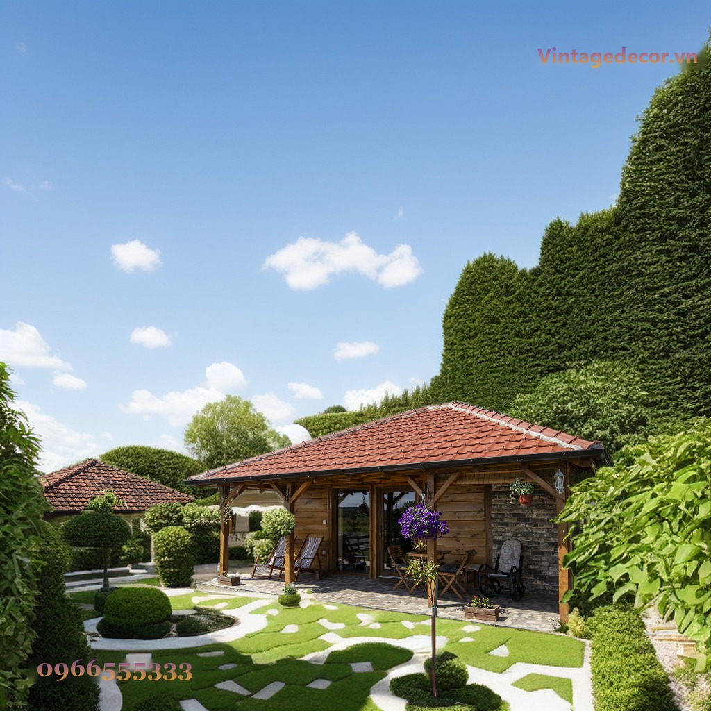 Nhà Gỗ Homestay S57 - Hiên Mở Rộng Mái Ngói Đỏ Cột Gỗ, Gỗ Thông Nhà Gỗ Homestay S57 - Hiên Mở Rộng Mái Ngói Đỏ Cột Gỗ, Gỗ Thông