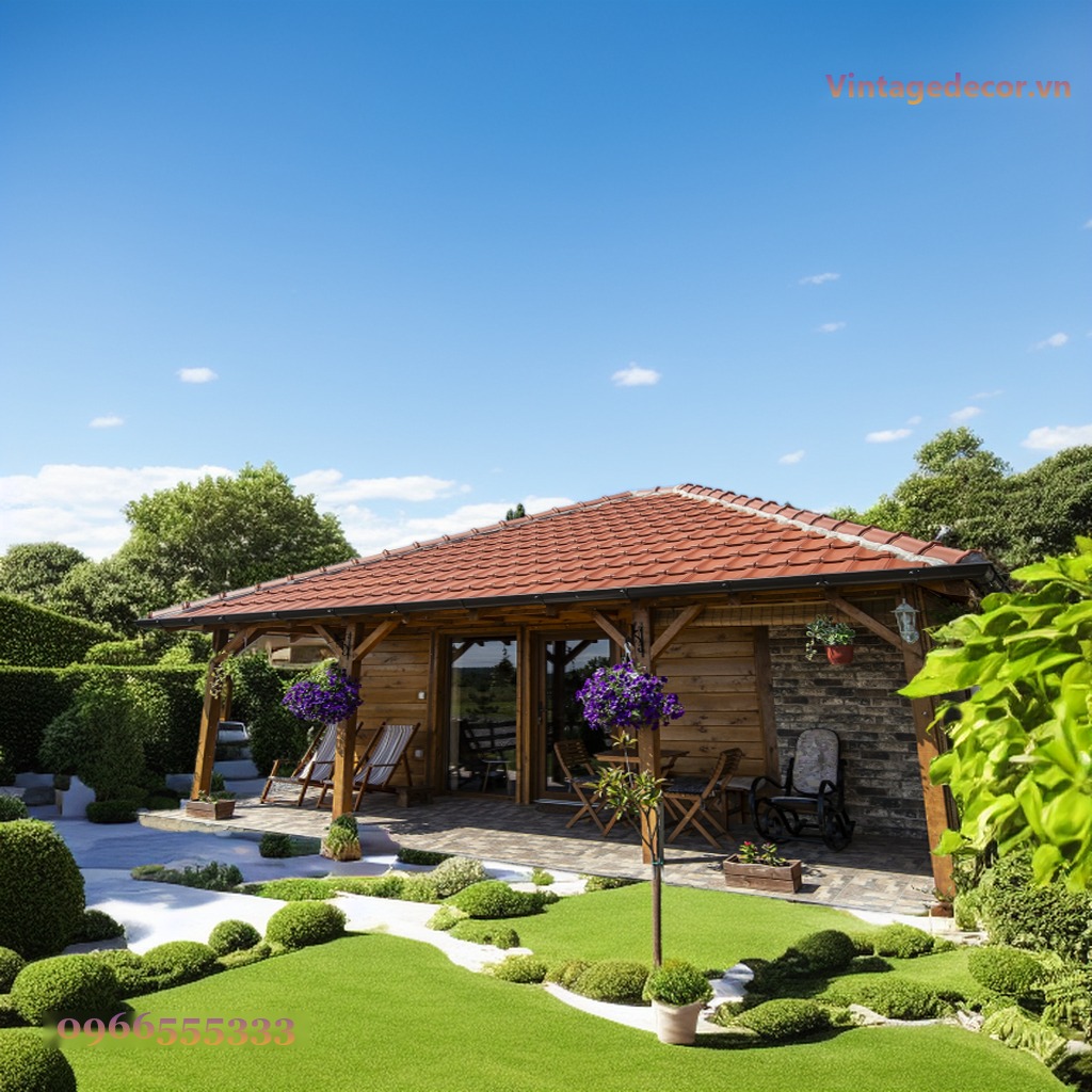 Nhà Gỗ Homestay S57 - Hiên Mở Rộng Mái Ngói Đỏ Cột Gỗ, Gỗ Thông Nhà Gỗ Homestay S57 - Hiên Mở Rộng Mái Ngói Đỏ Cột Gỗ, Gỗ Thông