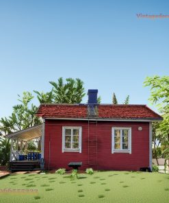 Nhà Gỗ Homestay S58 - Vách Ván Sơn Đỏ Mái Ngói Ống Khói, Gỗ Thông