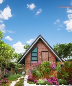 Nhà Gỗ Homestay S64 - A-Frame Vách Gỗ Cửa Xanh, Gỗ Thông