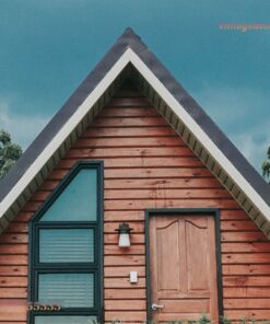 Nhà Gỗ Homestay S64 - A-Frame Vách Gỗ Cửa Xanh, Gỗ Thông