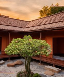Nhà Gỗ Nhật Bản J15 - Sân Trong Chữ U Hành Lang Engawa, Gỗ Thông