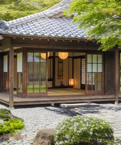 Nhà Gỗ Nhật Bản J18 - Trà Thất Đèn Lồng Giấy Tatami, Gỗ Thông