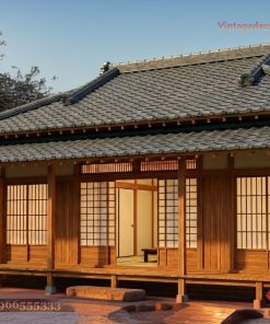 Nhà Gỗ Nhật Bản J19 - Hiên Sâu Cột Vuông Cầu Gỗ, Gỗ Thông