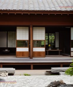 Nhà Gỗ Nhật Bản J20 - Gian Thờ Sân Gạch Lối Vào, Gỗ Thông