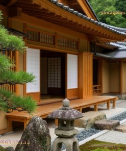 Nhà Gỗ Nhật Bản J23 - Mái Chồng Diêm Vườn Khô Bonsai, Gỗ Thông