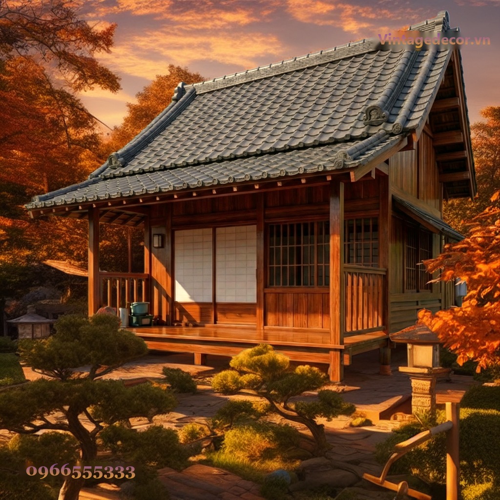 Nhà Gỗ Nhật Bản J25 - Gỗ Đỏ Bóng Vườn Bonsai Ống Tre, Gỗ Thông Nhà Gỗ Nhật Bản J25 - Gỗ Đỏ Bóng Vườn Bonsai Ống Tre, Gỗ Thông