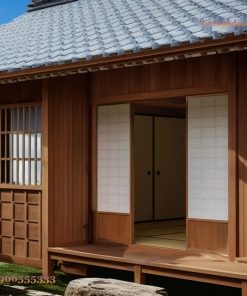 Nhà Gỗ Nhật Bản J29 - Nhà Nhỏ Vườn Khô Hoa Trắng, Gỗ Thông