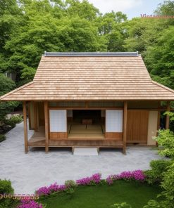 Nhà Gỗ Nhật Bản J34 - Mái Vỏ Bào Sáng Màu Tatami, Gỗ Thông