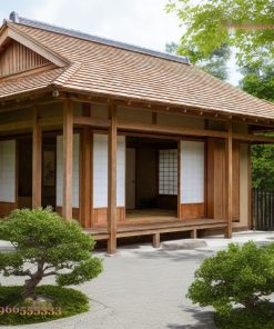 Nhà Gỗ Nhật Bản J34 - Mái Vỏ Bào Sáng Màu Tatami, Gỗ Thông