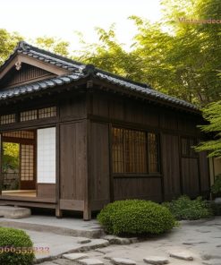 Nhà Gỗ Nhật Bản J36 - Gỗ Đốt Đen Shoji Sáng Đèn, Gỗ Thông