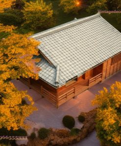 Nhà Gỗ Nhật Bản J39 - Chính Diện Đối Xứng Đầu Hồi Nan, Gỗ Thông