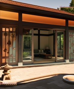 Nhà Gỗ Nhật Bản J41 - Hiện Đại Cửa Chạm Hoa Anh Đào, Gỗ Thông