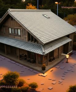Nhà Gỗ Nhật Bản J44 - Hai Tầng Gỗ Sẫm Hiên Kính, Gỗ Thông