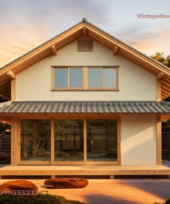 Nhà Gỗ Nhật Bản J45 - Hai Tầng Tường Trắng Hiên Sáng, Gỗ Thông