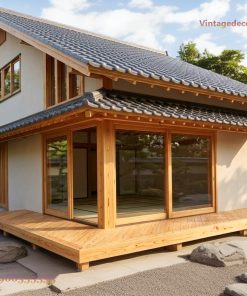 Nhà Gỗ Nhật Bản J45 - Hai Tầng Tường Trắng Hiên Sáng, Gỗ Thông