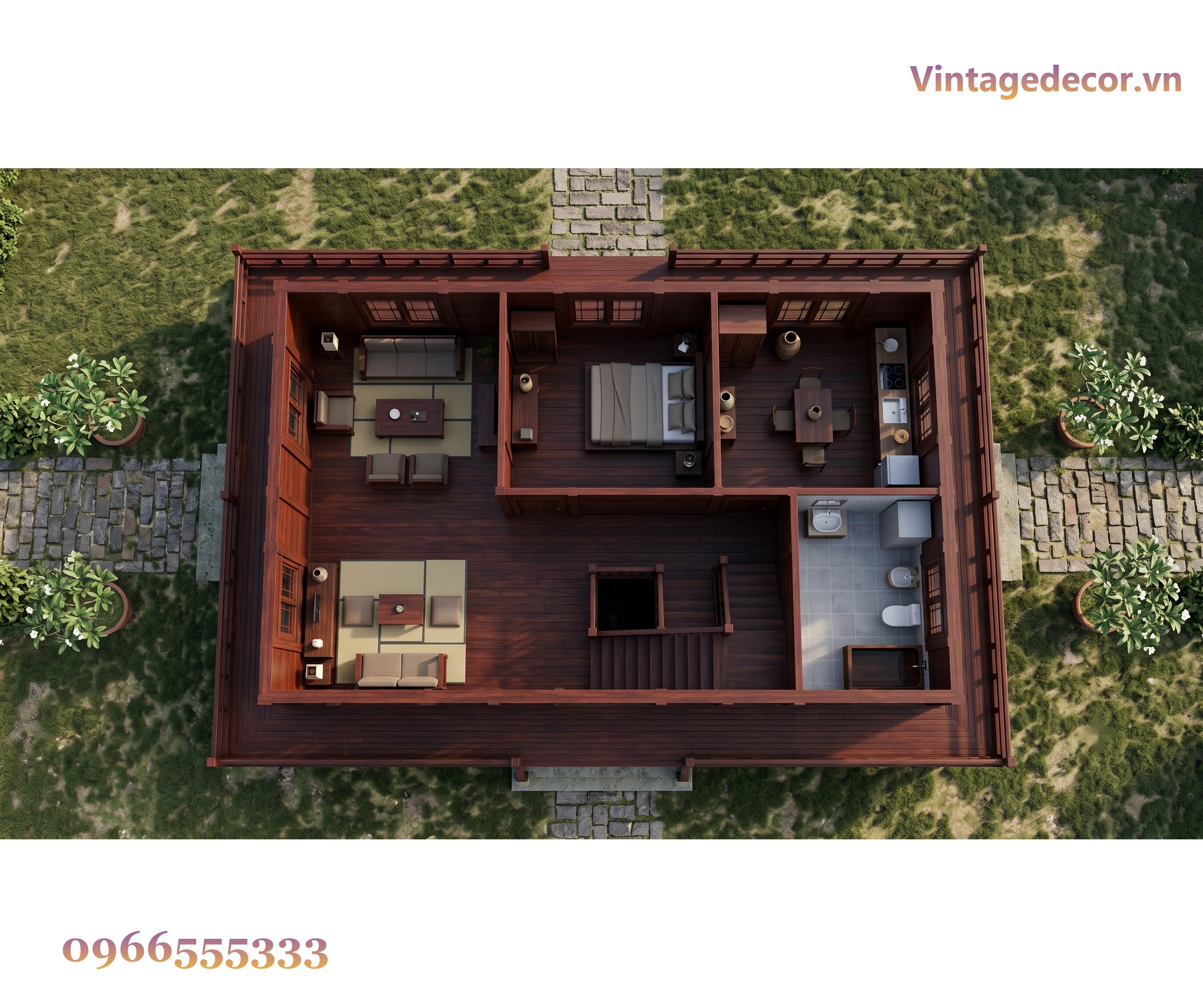 Nhà Gỗ Nhật Bản J45 - Hai Tầng Mái Ngói Nhựa Âm Dương Xanh Rêu, Gỗ Thông Nhà Gỗ Nhật Bản J45 - Hai Tầng Mái Ngói Nhựa Âm Dương Xanh Rêu, Gỗ Thông