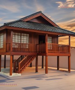 Nhà Gỗ Nhật Bản J53 - Nhà Sàn Cột Cao Lan Can Tiện, Gỗ Thông