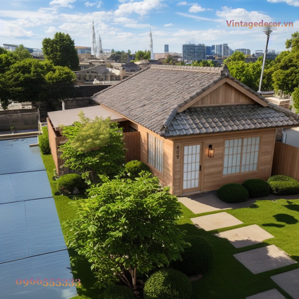 Nhà Gỗ Nhật Bản J55 - Nhà Nhỏ Vuông Cửa Shoji Sân Cỏ, Gỗ Thông Nhà Gỗ Nhật Bản J55 - Nhà Nhỏ Vuông Cửa Shoji Sân Cỏ, Gỗ Thông