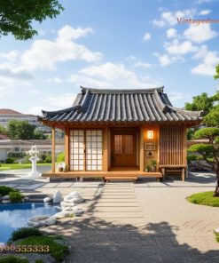 Nhà Gỗ Nhật Bản J57 - Đầu Đao Cong Biển Hiệu Đèn Lồng, Gỗ Thông