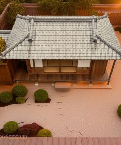 Nhà Gỗ Nhật Bản J58 - Hành Lang Gỗ Sẫm Sân Sỏi, Gỗ Thông