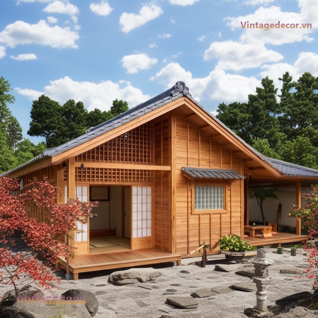 Nhà Gỗ Nhật Bản J61 - Đầu Hồi Lam Gỗ Vườn Phong Đỏ, Gỗ Thông Nhà Gỗ Nhật Bản J61 - Đầu Hồi Lam Gỗ Vườn Phong Đỏ, Gỗ Thông