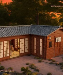 Nhà Gỗ Nhật Bản J66 - Cửa Shoji Đèn Đá Vườn Sỏi, Gỗ Thông