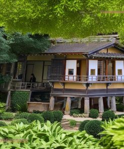 Nhà Gỗ Nhật Bản J69 - Nhà Sàn Cột Đá Cửa Shoji, Gỗ Thông