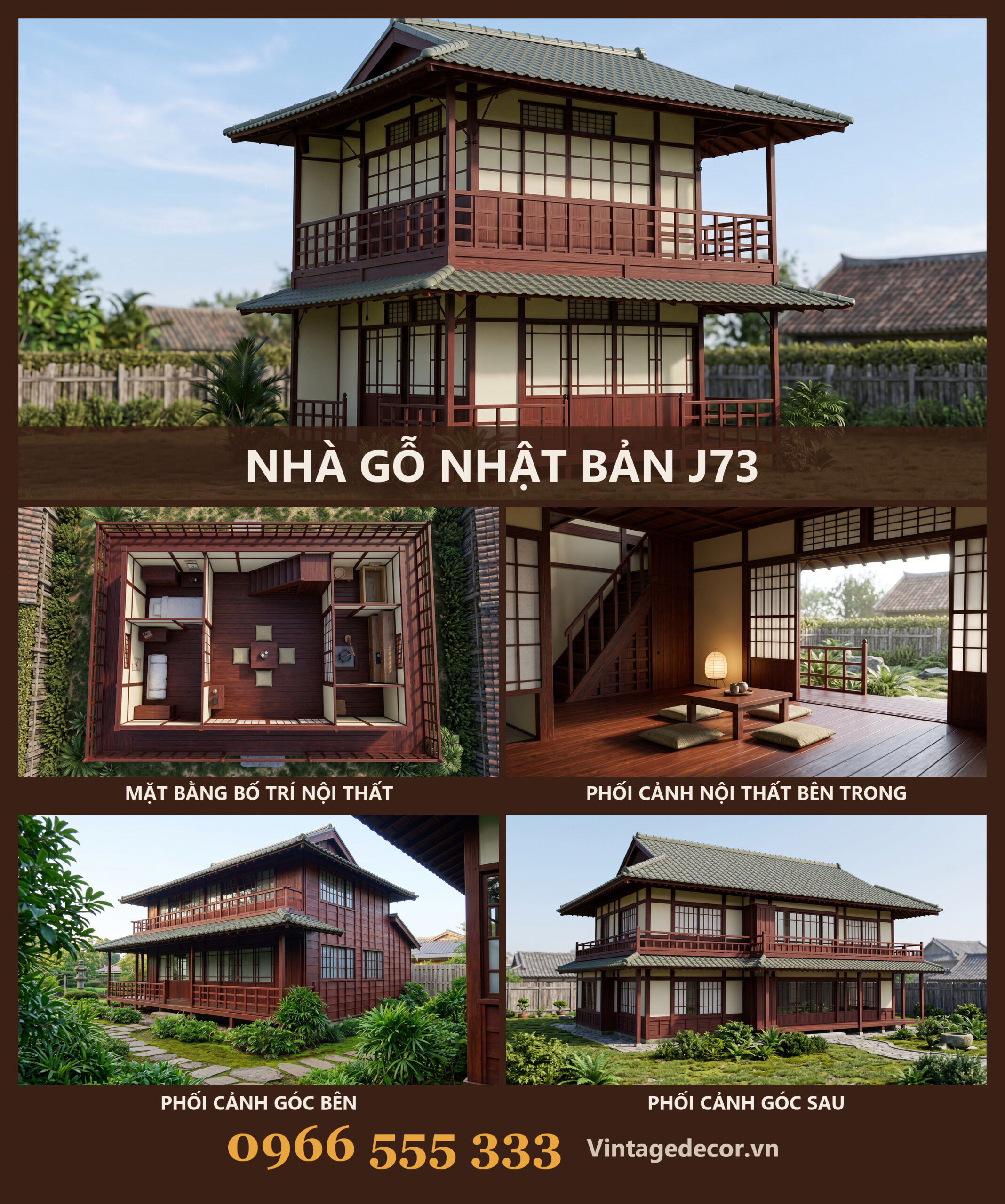 Nhà Gỗ Nhật Bản J73 - Hai Tầng Mái Ngói Nhựa Âm Dương Xanh Rêu, Gỗ Thông Nhà Gỗ Nhật Bản J73 - Hai Tầng Mái Ngói Nhựa Âm Dương Xanh Rêu, Gỗ Thông