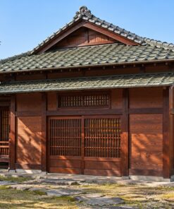 Nhà Gỗ Nhật Bản J77 - Một Tầng Hiên Sâu Cửa Lam Gỗ, Gỗ Thông