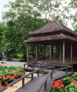 Nhà Gỗ Nhật Bản J78 - Đình Hai Tầng Mái Cầu Gỗ Dẫn Lối, Gỗ Thông