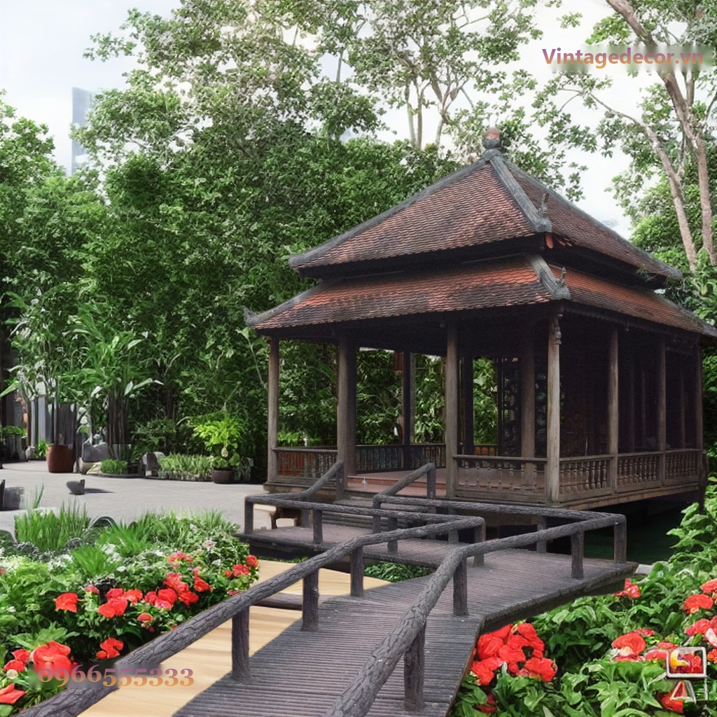 Nhà Gỗ Nhật Bản J78 - Đình Hai Tầng Mái Cầu Gỗ Dẫn Lối, Gỗ Thông Nhà Gỗ Nhật Bản J78 - Đình Hai Tầng Mái Cầu Gỗ Dẫn Lối, Gỗ Thông