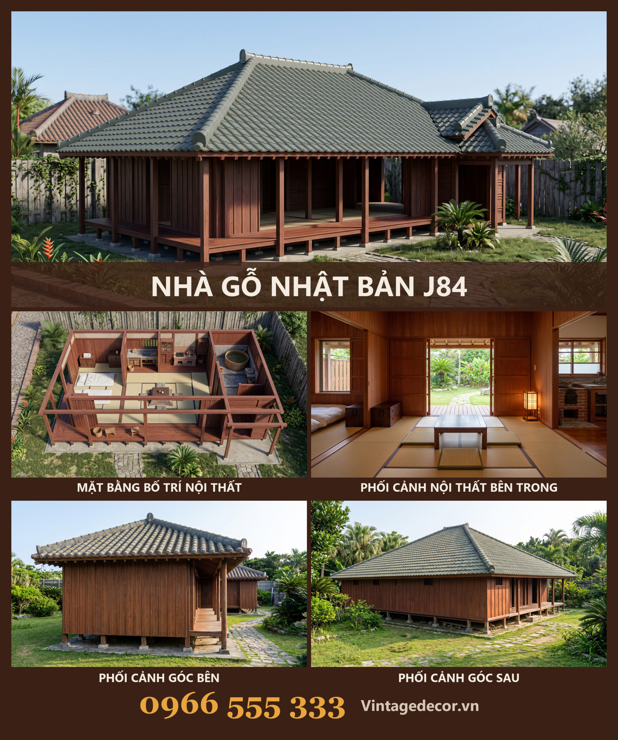 Nhà Gỗ Nhật Bản J84 - Sàn Nâng Hiên Bao Quanh Mái Ngói Nhựa, Gỗ Thông Nhà Gỗ Nhật Bản J84 - Sàn Nâng Hiên Bao Quanh Mái Ngói Nhựa, Gỗ Thông