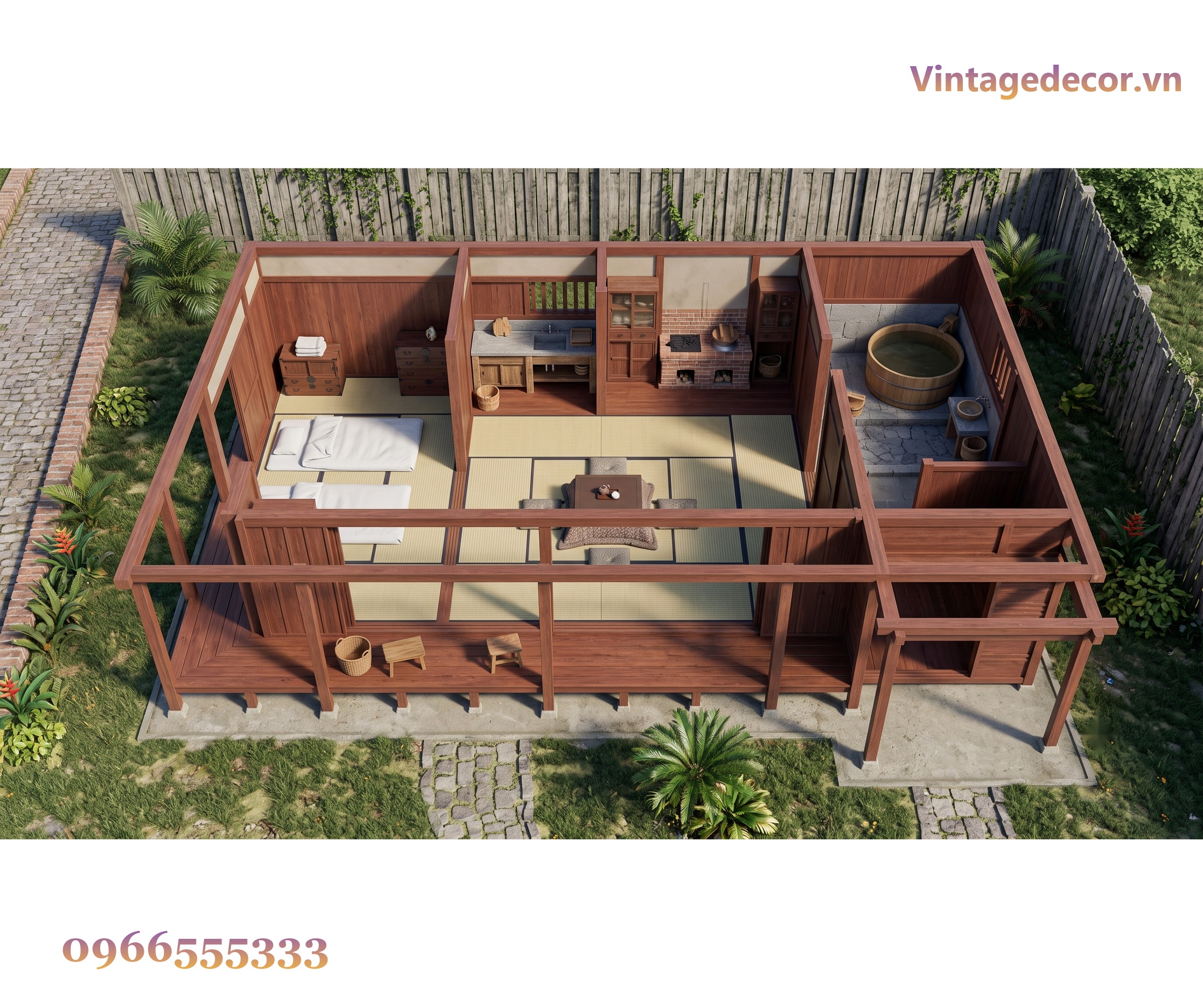 Nhà Gỗ Nhật Bản J84 - Sàn Nâng Hiên Bao Quanh Mái Ngói Nhựa, Gỗ Thông Nhà Gỗ Nhật Bản J84 - Sàn Nâng Hiên Bao Quanh Mái Ngói Nhựa, Gỗ Thông