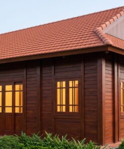 Nhà Gỗ Nhật Bản J91 - Một Gian Mái Ngói Hiên Chạy Dài Cửa Kính Khung Gỗ, Gỗ Thông