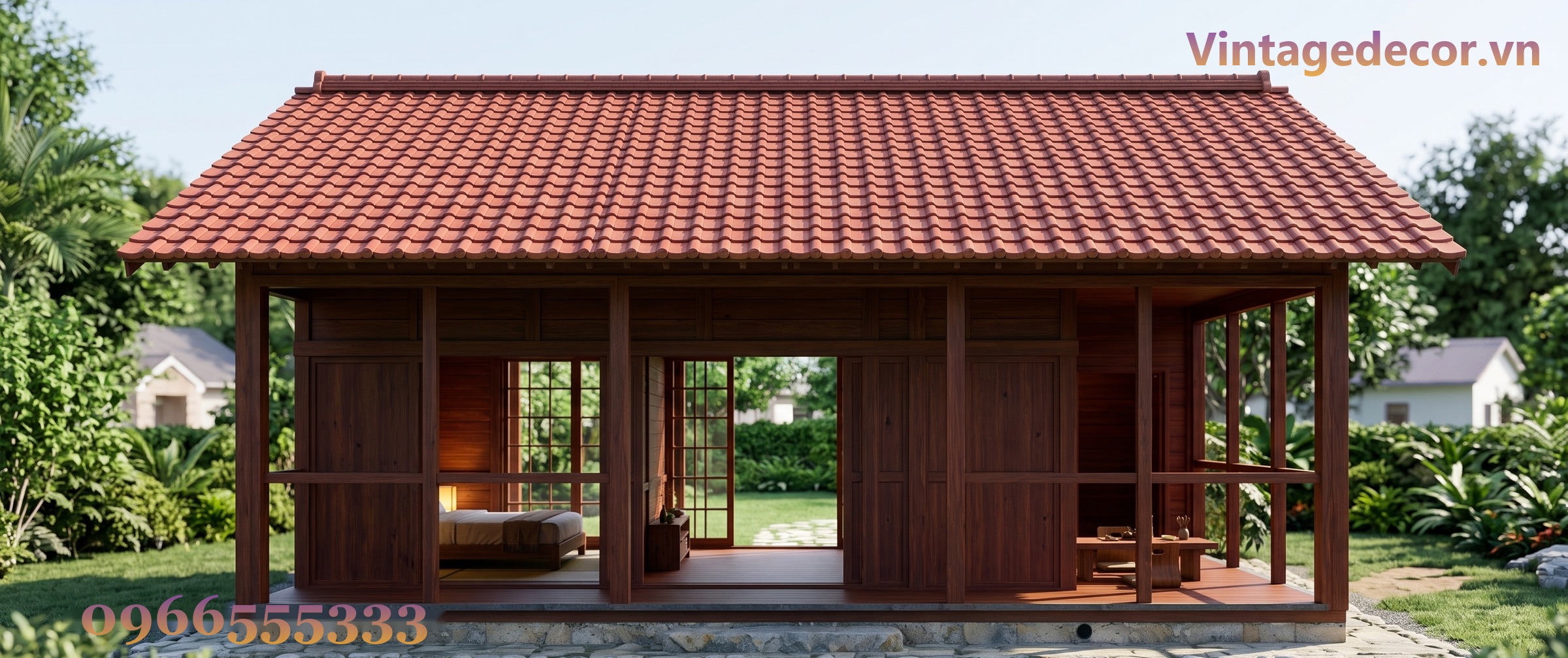Nhà Gỗ Nhật Bản J92 - Một Gian Mái Ngói Cửa Lùa Khung Gỗ, Gỗ Thông Nhà Gỗ Nhật Bản J92 - Một Gian Mái Ngói Cửa Lùa Khung Gỗ, Gỗ Thông