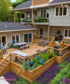 Sàn Gỗ Ngoài Trời SG1 - Sàn Deck Nhiều Cấp Bồn Cây Gỗ, Gỗ Thông